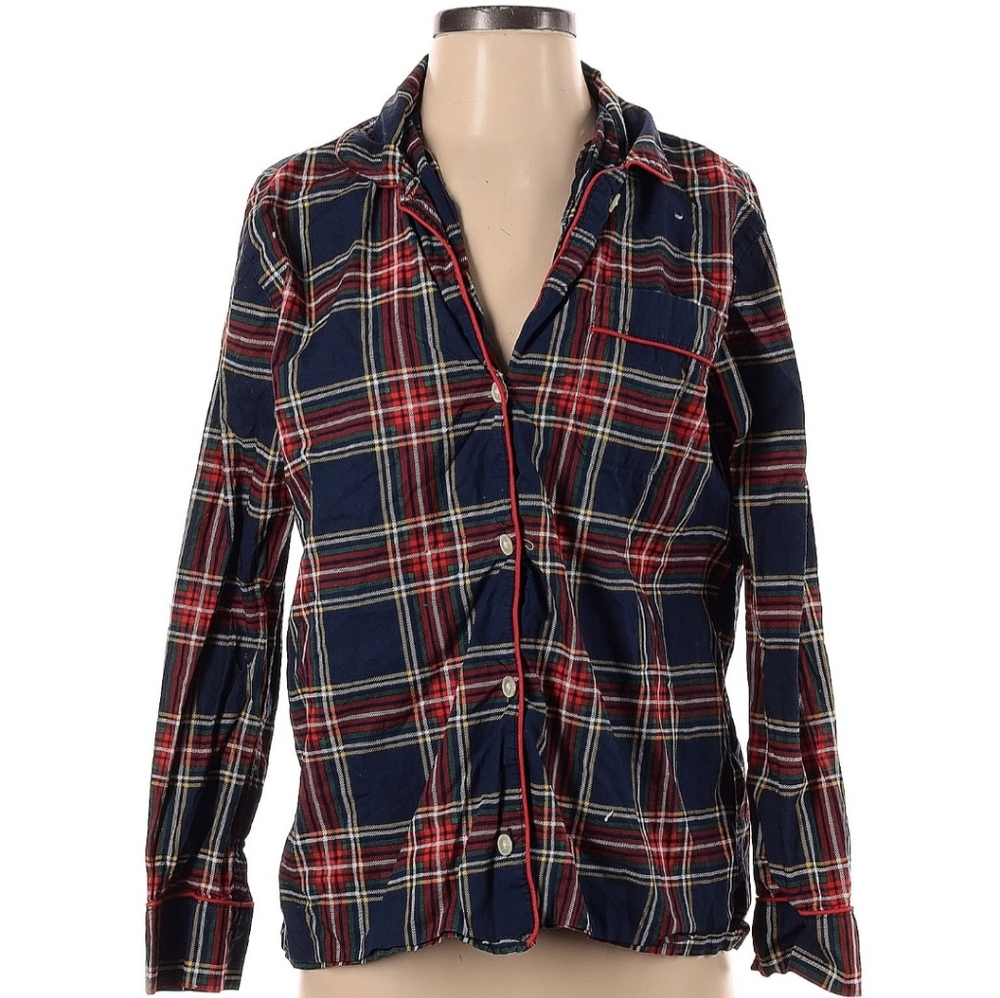 J.Crew Plaid Pajama Style Top